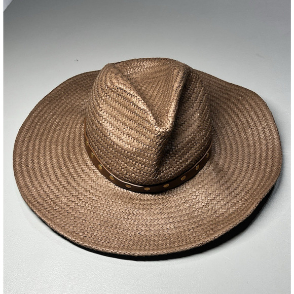 Madewell Wide Brim Straw Fedora Hat Chocolate Raisin Womens S/M Sun Western - Picture 1 of 7